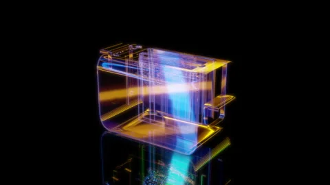 Rendering 3D animation, toaster model on a black background Stock Footage 260450336