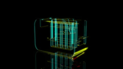 Rendering 3D animation, toaster model on a black background Stock Footage 260803534