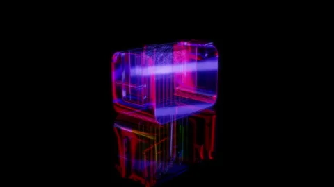 Rendering 3D animation, toaster model on a black background Stock Footage 261705663