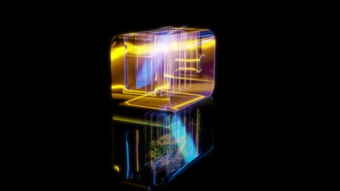 Rendering 3D animation, toaster model on a black background Stock Footage 262462340