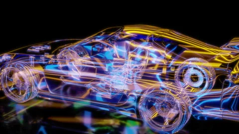 Rendering 3D animation, VISUAL EFFECTS Supra model on a black background Stock Footage 260459031