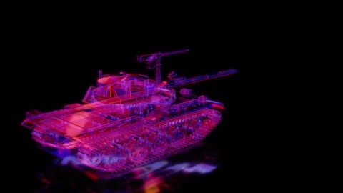 Rendering 3D animation, VISUAL EFFECTS Tank t55 model on a black background Stock Footage 260604249