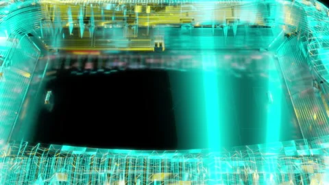 Rendering 3D animation, VISUAL EFFECTS Stadium football model on a black Stock Footage 260812629