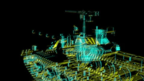Rendering 3D animation, VISUAL EFFECTS Tank t55 model on a black background Stock Footage 260812976
