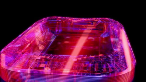 Rendering 3D animation, VISUAL EFFECTS Stadium football model on a black Stock Footage 261716376
