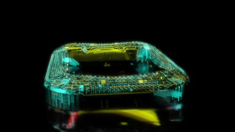 Rendering 3D animation, VISUAL EFFECTS Stadium football model on a black Stock Footage 262094554