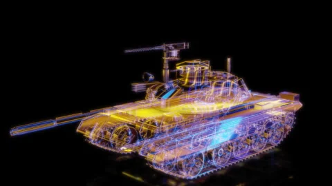 Rendering 3D animation, VISUAL EFFECTS Tank t55 model on a black background Stock Footage 262470294