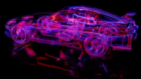 Rendering 3D animation, VISUAL EFFECTS Supra model on a black background Stock Footage 262621907
