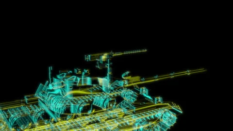 Rendering 3D animation, VISUAL EFFECTS Tank t55 model on a black background Stock Footage 262856511