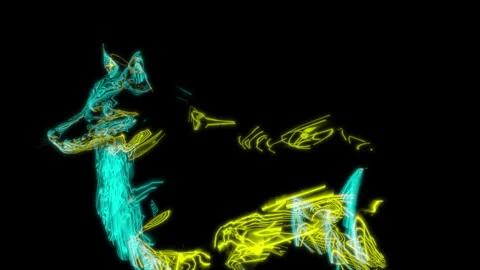 Rendering 3D animation, VISUAL EFFECTS Wolf model on a black background Stock Footage 262857335