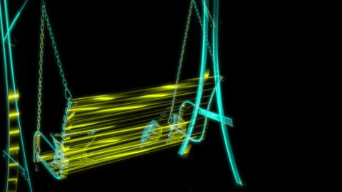 Rendering 3D animation, VISUAL EFFECTS Wood Swinging Bench model on a black Stock Footage 263535665