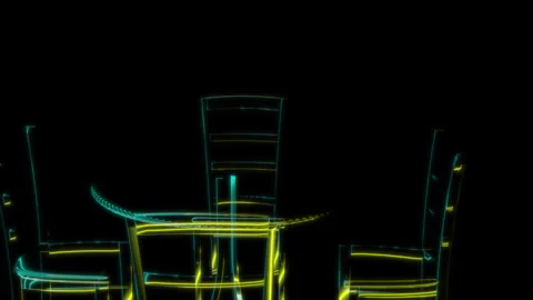 Rendering 3D animation, VISUAL EFFECTS Restaurant patio furniture 07 model on a Stock Footage 263536422