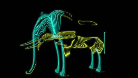 Rendering 3D animation, VISUAL EFFECTS Cartoon Elephant on a black background Vidéo 263616552