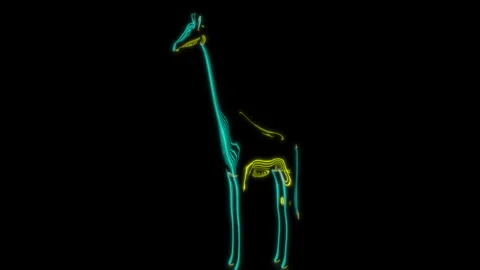 Rendering 3D animation, VISUAL EFFECTS Cartoon Gitaffe on a black background Stock Footage 263616766