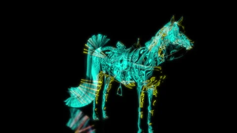 Rendering 3D animation, VISUAL EFFECTS Arab Horse on a black background Stock Footage 263617008