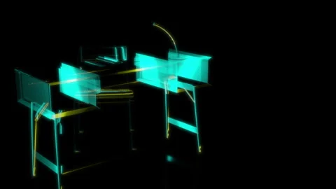 Rendering 3D animation, VISUAL EFFECTS Desk on a black background Stock Footage 263621371