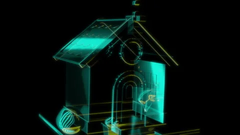 Rendering 3D animation, VISUAL EFFECTS Stylized House - 04 on a black background Stock Footage 263622035