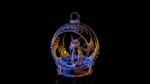 Rendering 3D animation, VISUAL EFFECTS Christmas tree toy dragon 2024 model on a Stock Footage 263953752