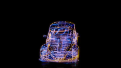 Rendering 3D animation, VISUAL EFFECTS Beetle sport model on a black background Video stock 263954841