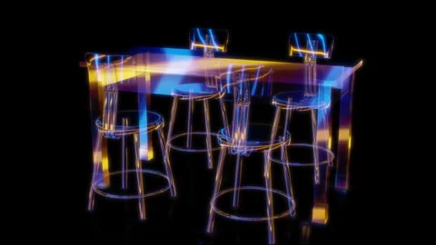 Rendering 3D animation, VISUAL EFFECTS Restaurant patio furniture 13 model on a Vídeo Stock 263956038