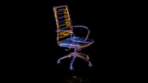 Rendering 3D animation, VISUAL EFFECTS Office desk chair model on a black Stock Footage 263956130