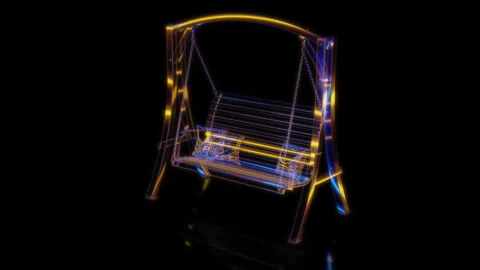 Rendering 3D animation, VISUAL EFFECTS Wood Swinging Bench model on a black Stock-Footage 263956486