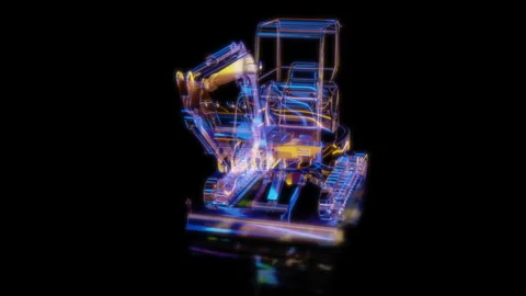 Rendering 3D animation, VISUAL EFFECTS Excavator model on a black background Video stock 263956930