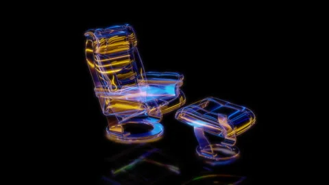 Rendering 3D animation, VISUAL EFFECTS Walnut armchair and footstool on a black Stock-Footage 263957193