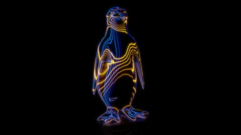 Rendering 3D animation, VISUAL EFFECTS Penguin on a black background Stock Footage 263957583