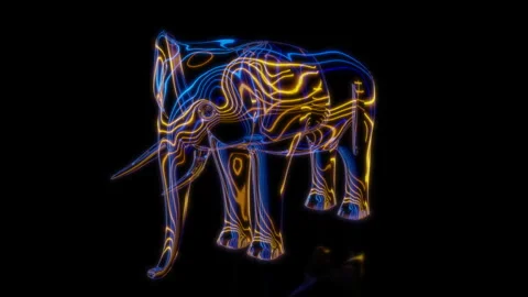 Rendering 3D animation, VISUAL EFFECTS Cartoon Elephant on a black background Stock Footage 263957782