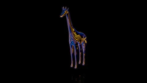 Rendering 3D animation, VISUAL EFFECTS Cartoon Gitaffe on a black background Stock Footage 263958082