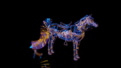 Rendering 3D animation, VISUAL EFFECTS Arab Horse on a black background Stock Footage 263958294