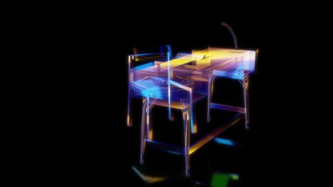 Rendering 3D animation, VISUAL EFFECTS Desk on a black background Video stock 263958392
