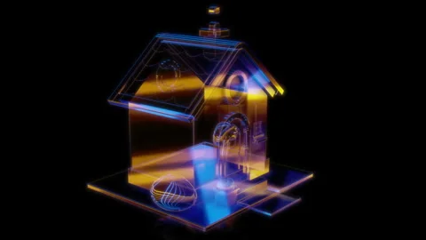 Rendering 3D animation, VISUAL EFFECTS Stylized House - 04 on a black background Stock Footage 263958453
