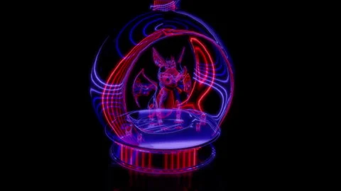Rendering 3D animation, VISUAL EFFECTS Christmas tree toy dragon 2024 model on a Stock Footage 264029933