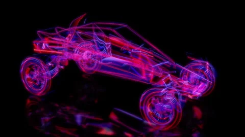 Rendering 3D animation, VISUAL EFFECTS Buggy model on a black background Video stock 264030725