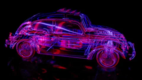 Rendering 3D animation, VISUAL EFFECTS Beetle sport model on a black background Stock Footage 264031766