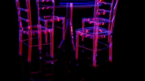 Rendering 3D animation, VISUAL EFFECTS Restaurant patio furniture 07 model on a Stock Footage 264033232