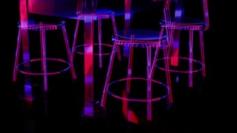 Rendering 3D animation, VISUAL EFFECTS Restaurant patio furniture 13 model on a Stock Footage 264033354