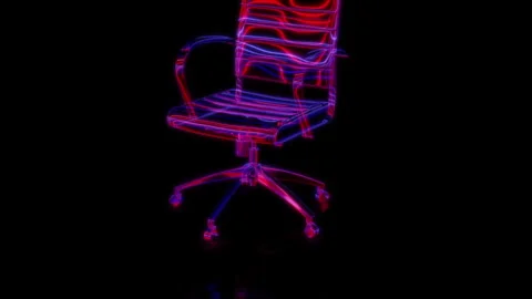 Rendering 3D animation, VISUAL EFFECTS Office desk chair model on a black Stock Footage 264033421