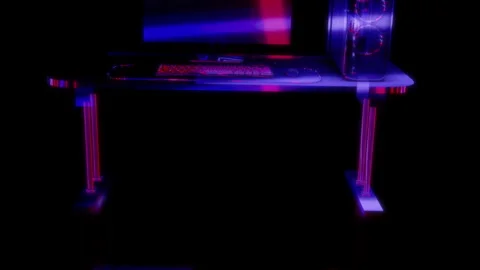 Rendering 3D animation, VISUAL EFFECTS PC Gamer Set model on a black background Stock Footage 264033465