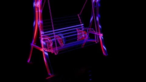 Rendering 3D animation, VISUAL EFFECTS Wood Swinging Bench model on a black Stock Footage 264033666