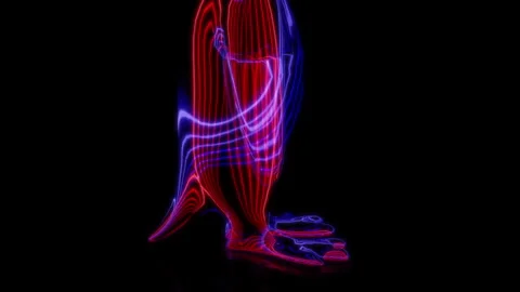 Rendering 3D animation, VISUAL EFFECTS Penguin on a black background Stock Footage 264034634