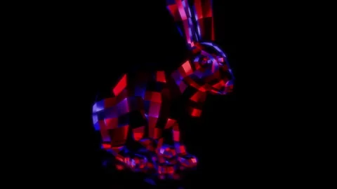 Rendering 3D animation, VISUAL EFFECTS Low Poly Cartoon Rabbit on a black Stock Footage 264034692