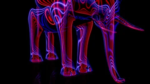 Rendering 3D animation, VISUAL EFFECTS Cartoon Elephant on a black background Stock Footage 264034841