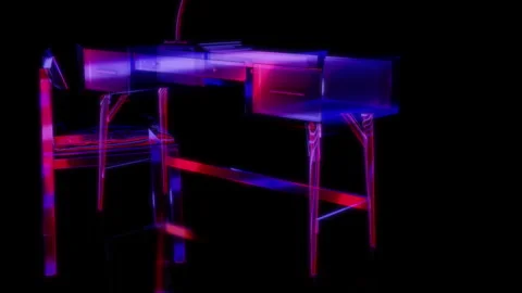 Rendering 3D animation, VISUAL EFFECTS Desk on a black background Stock Footage 264035636