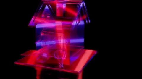Rendering 3D animation, VISUAL EFFECTS Stylized House - 04 on a black background Stock Footage 264035767