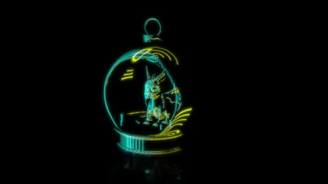 Rendering 3D animation, VISUAL EFFECTS Christmas tree toy dragon 2024 model on a Stock Footage 264482304