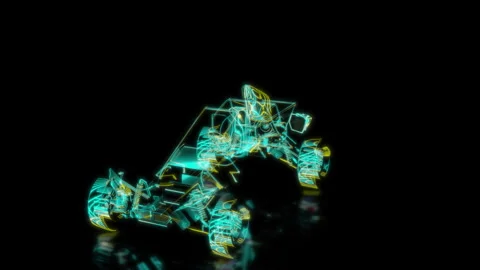 Rendering 3D animation, VISUAL EFFECTS Buggy model on a black background Stock Footage 264482710