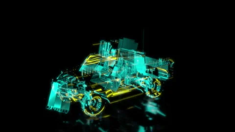 Rendering 3D animation, VISUAL EFFECTS Military Armored Car model on a black Stock Footage 264483012
